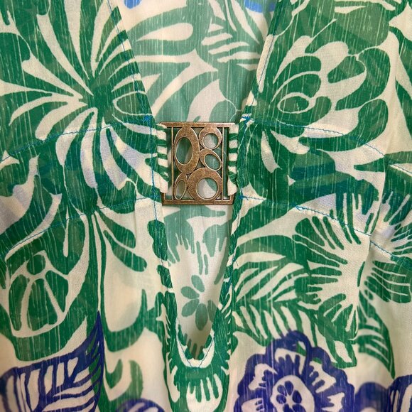 Becca by Rebecca Virtue Tropical Swim Cover-Up – Sheer Belted Kaftan – Size M/L - Picture 2 of 6